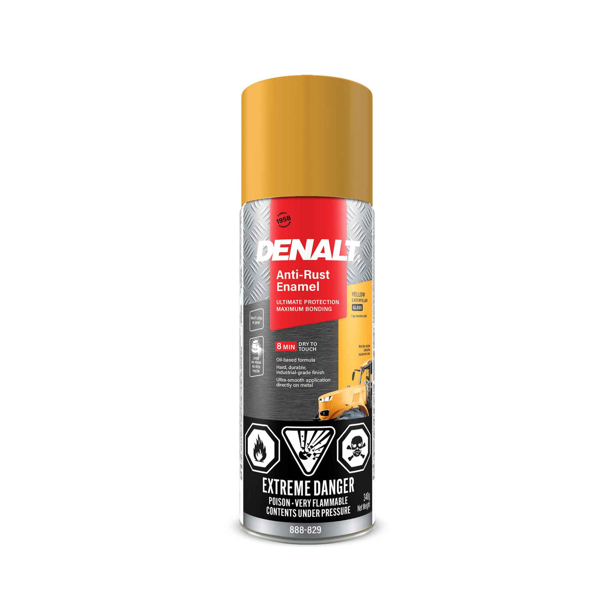Émail antirouille en aérosol à base d’huile, 340 g (jaune Caterpillar lustré)