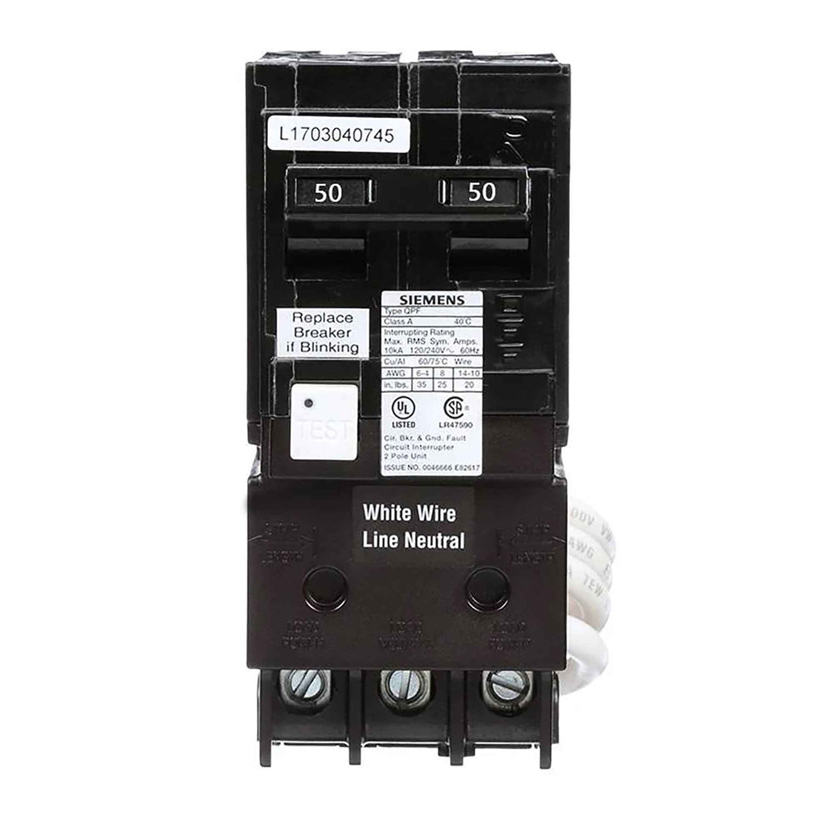 Disjoncteur DDFT bipolaire, 50 A