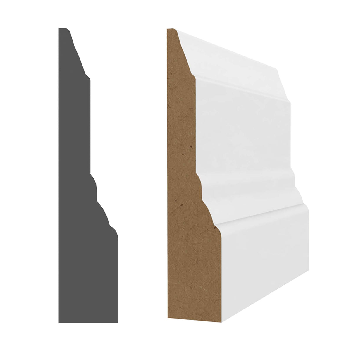 Cadrage MDF avec apprêt blanc 3/4&#39;&#39;x 3-1/2&#39;&#39;x 8&#39; 