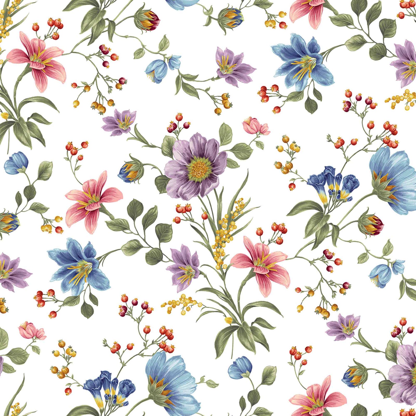 Revêtement de table avec motifs de fleurs printanières, 55'' x 65' (vendu au pied linéaire)