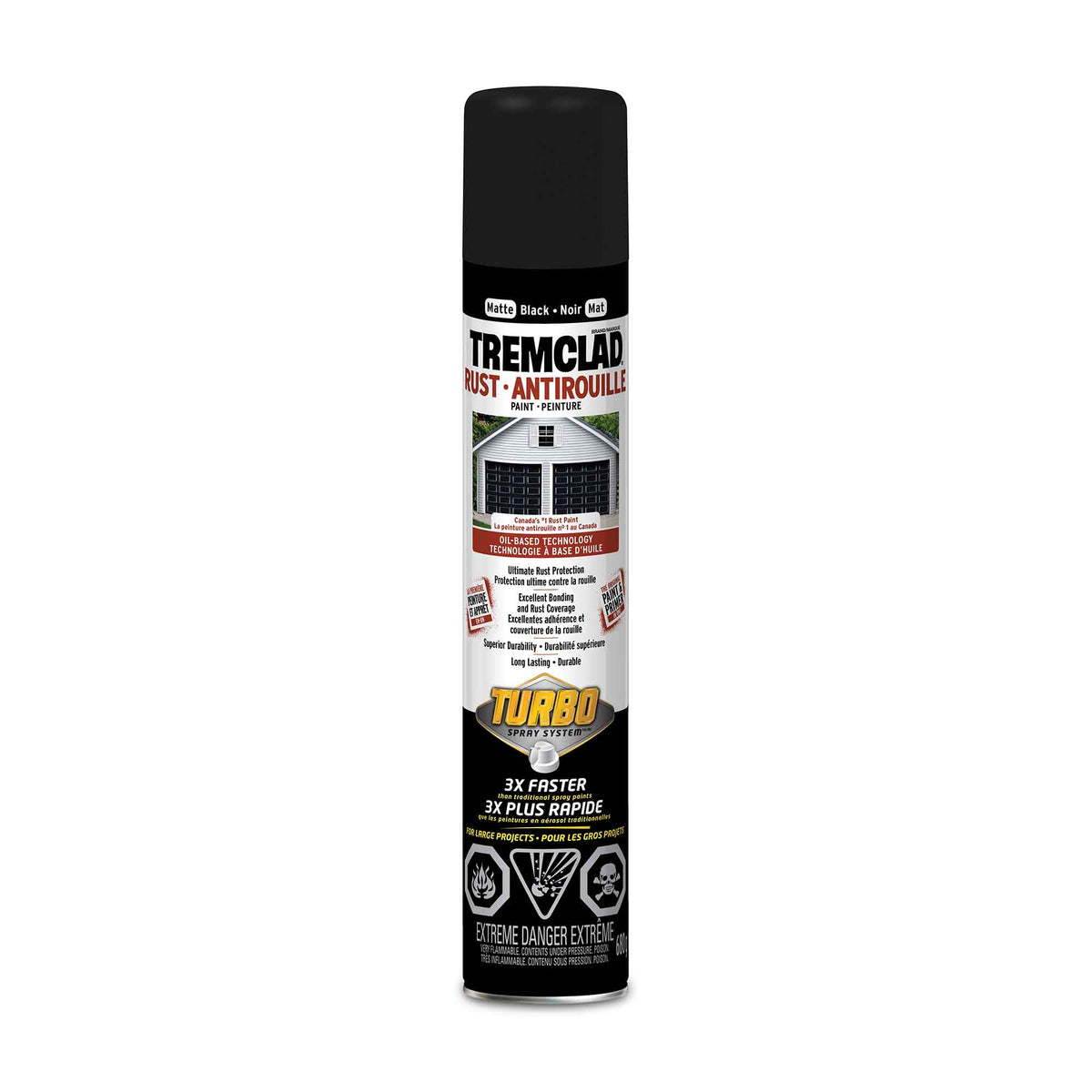 Peinture aérosol antirouille à base d&#39;huile Turbo noir mat, 680 g