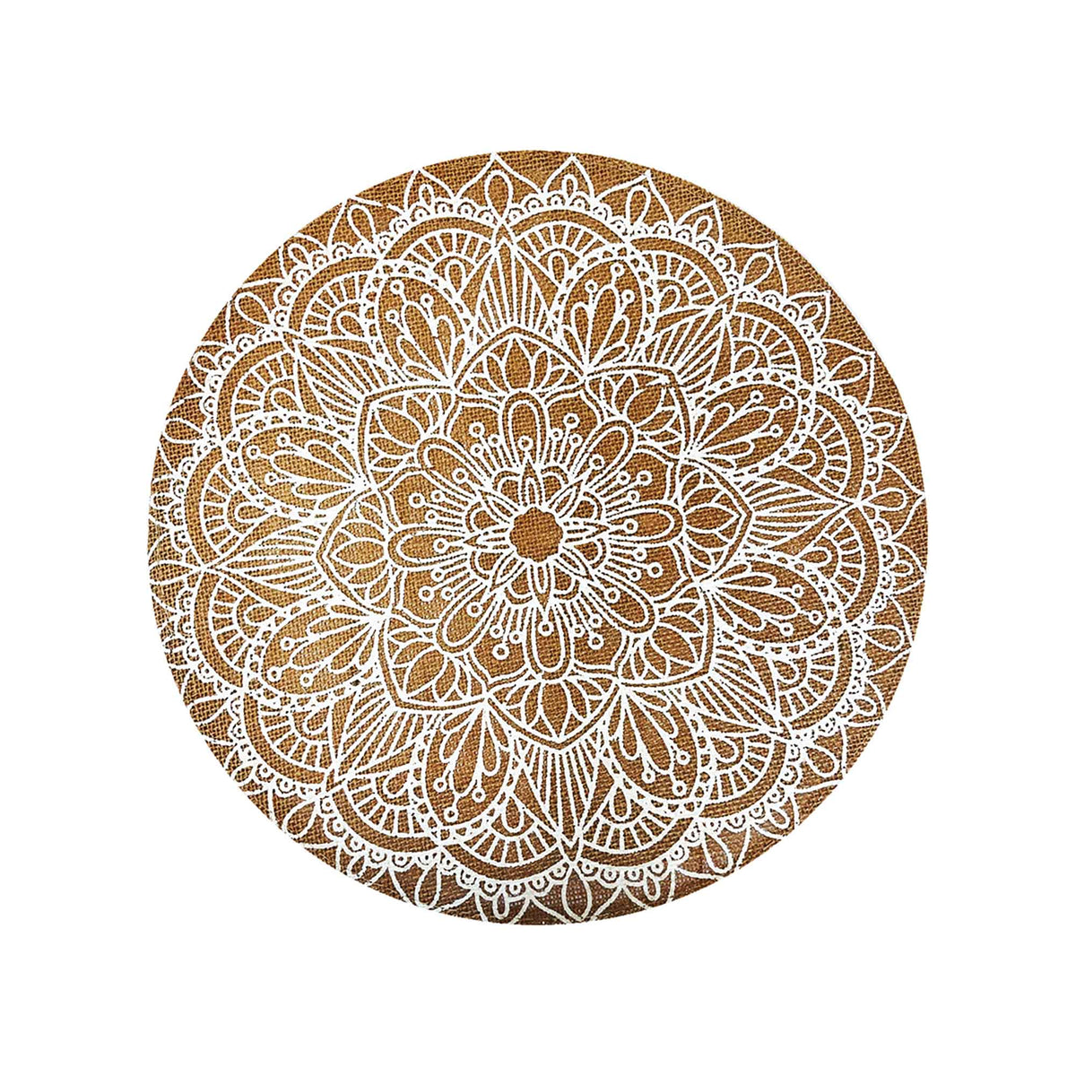 Napperon naturel avec design d&#39;une mosaïque en blanc, 15&quot;