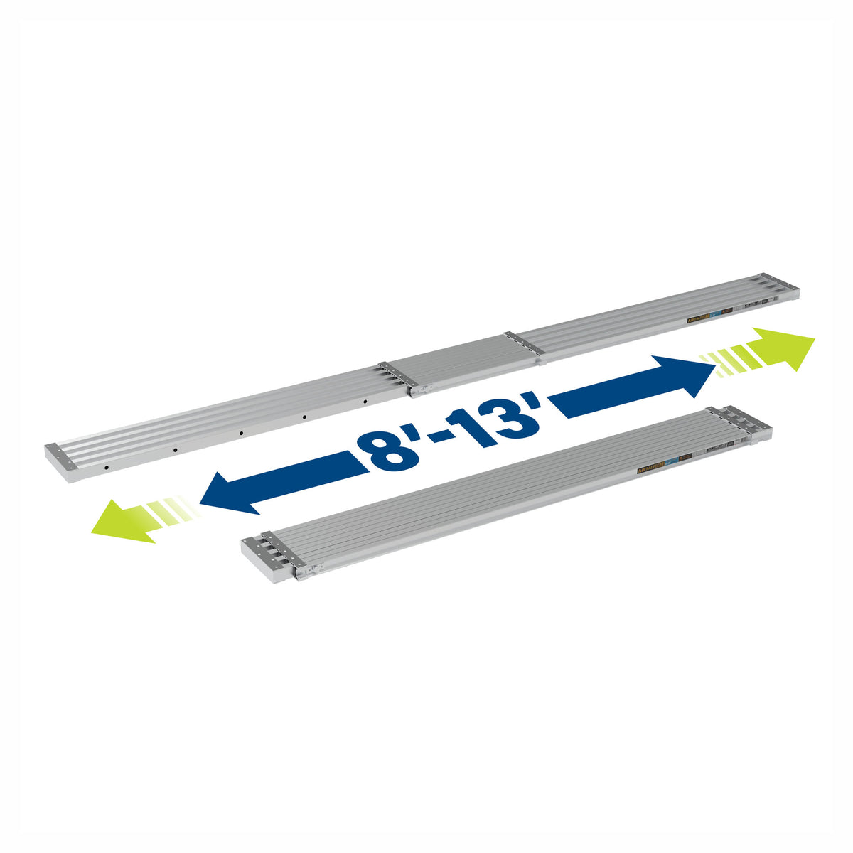Plateforme extensible et ajustable en aluminium pour escabeaux, 8' à 13'