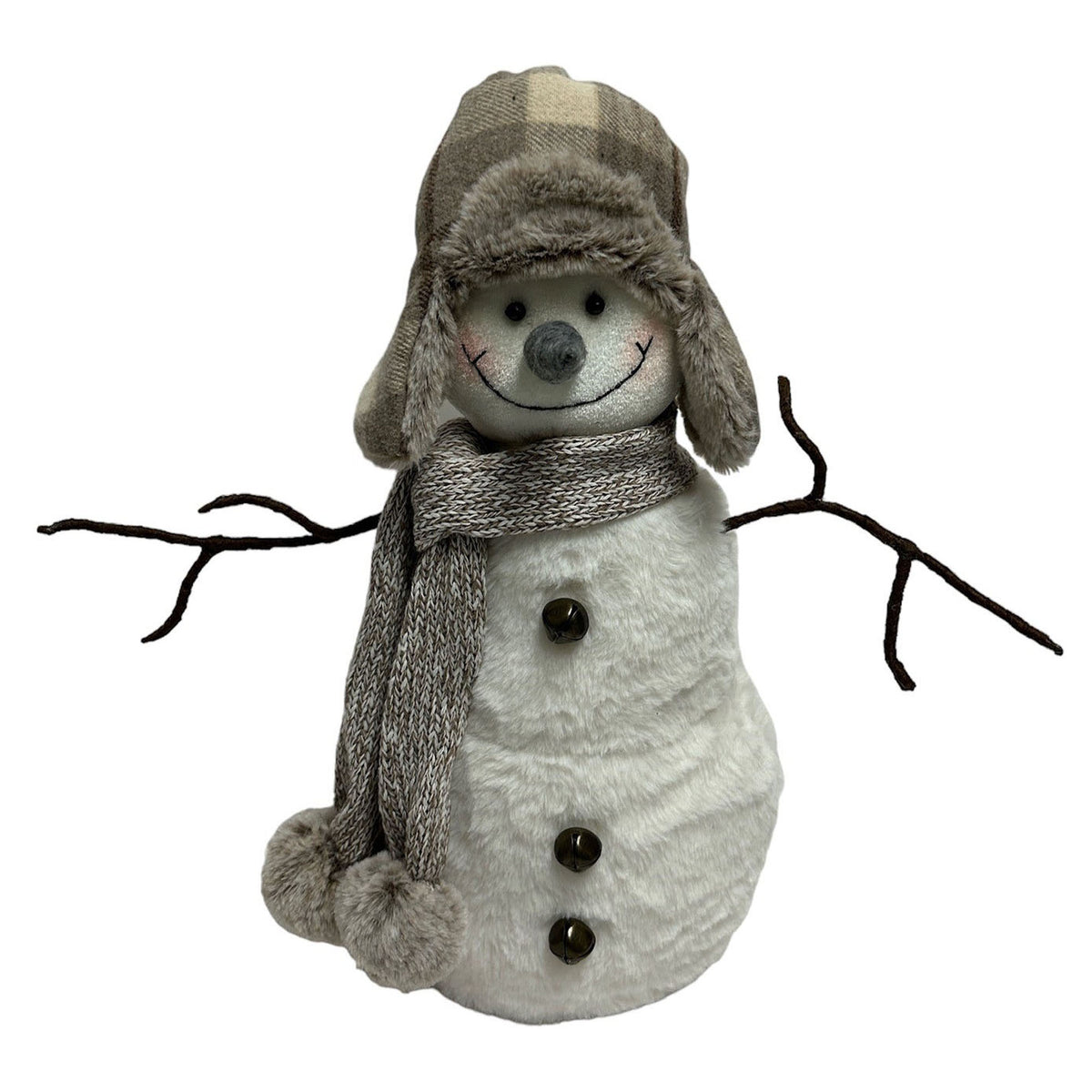 Bonhomme de neige en peluche avec des bras en branches, 17"