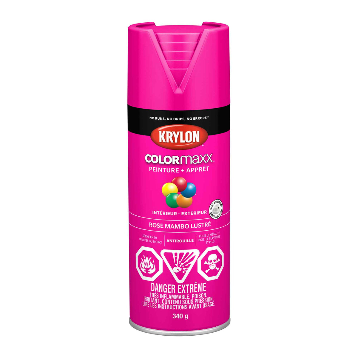 Krylon aérosol COLORMAXX peinture + apprêt rose mambo lustré, 340 g