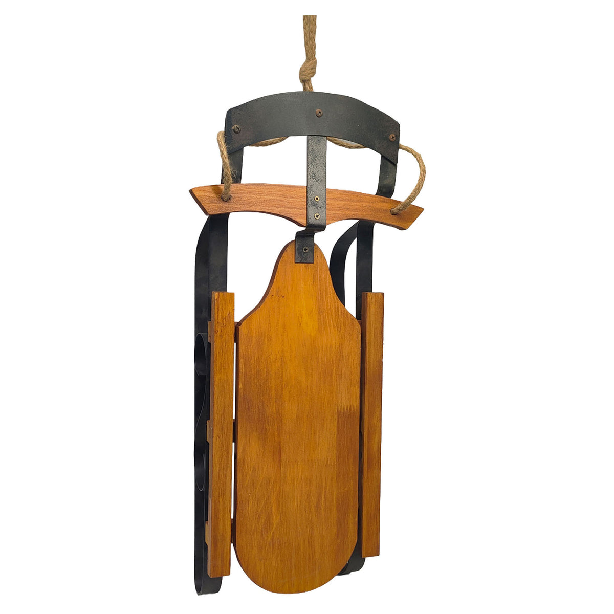 Décoration de traîneau en bois avec métal noir, 19-1/2" x 9-1/2"