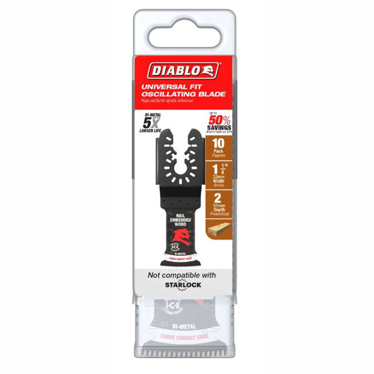 Lame oscillante bimétallique universelle pour un bois propre, 1-1/4" (10 unités)