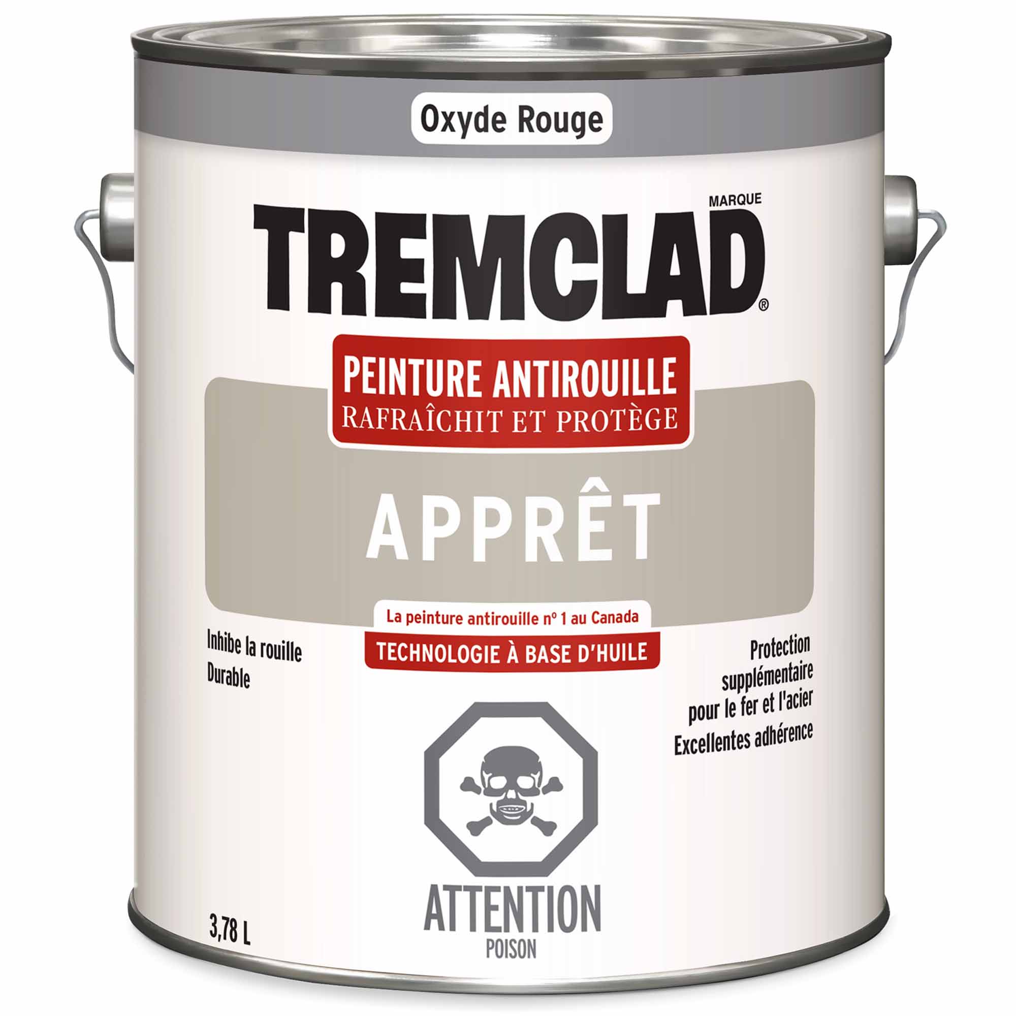 Tremclad apprêt antirouille oxyde rouge, 3,78 L