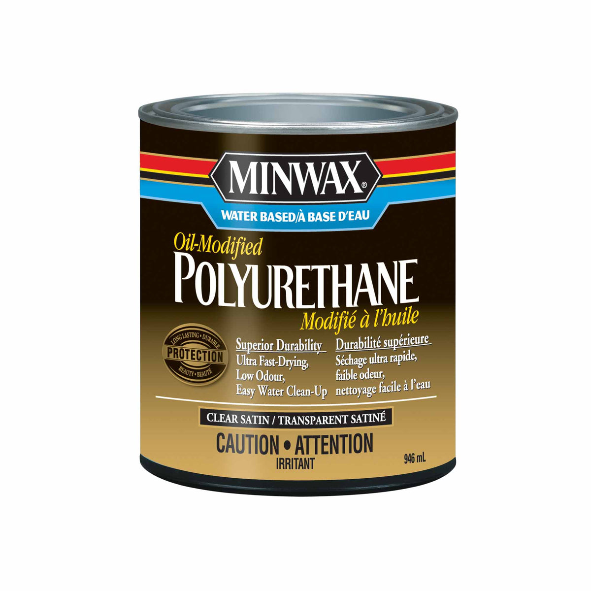 Minwax polyuréthane modifié à l&#39;huile à base d&#39;eau transparent satiné, 946 ml