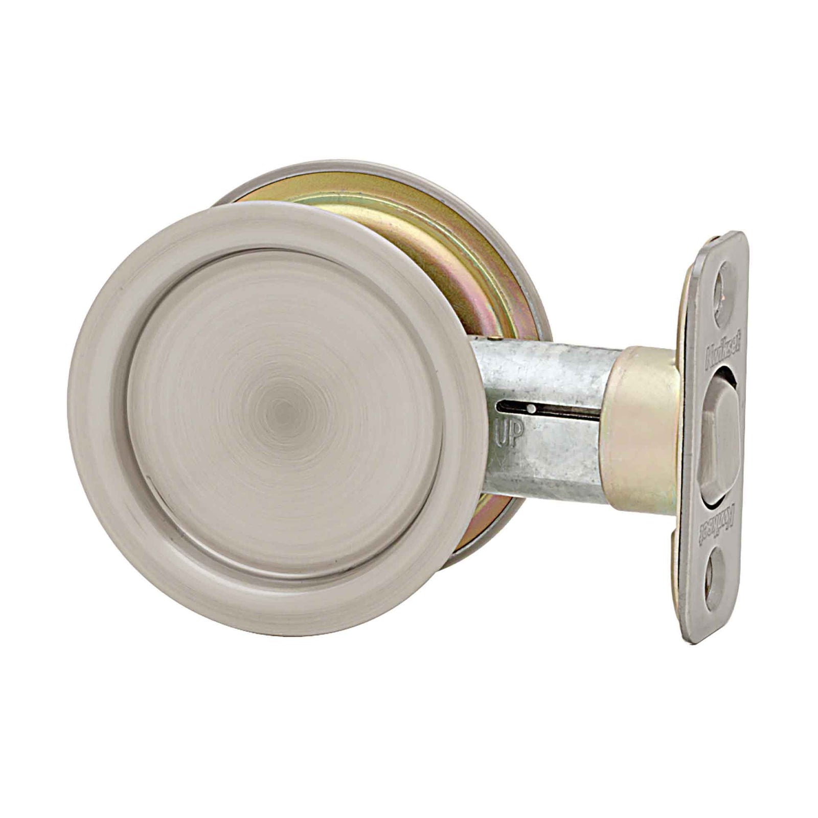 Poignée ronde de passage pour porte escamotable, nickel satiné