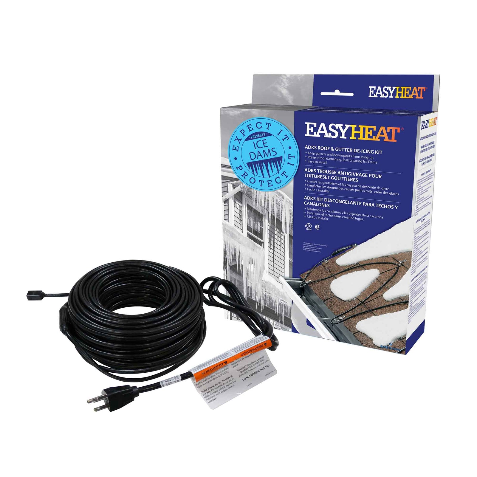 Câble chauffant pour toitures et gouttières, 100'