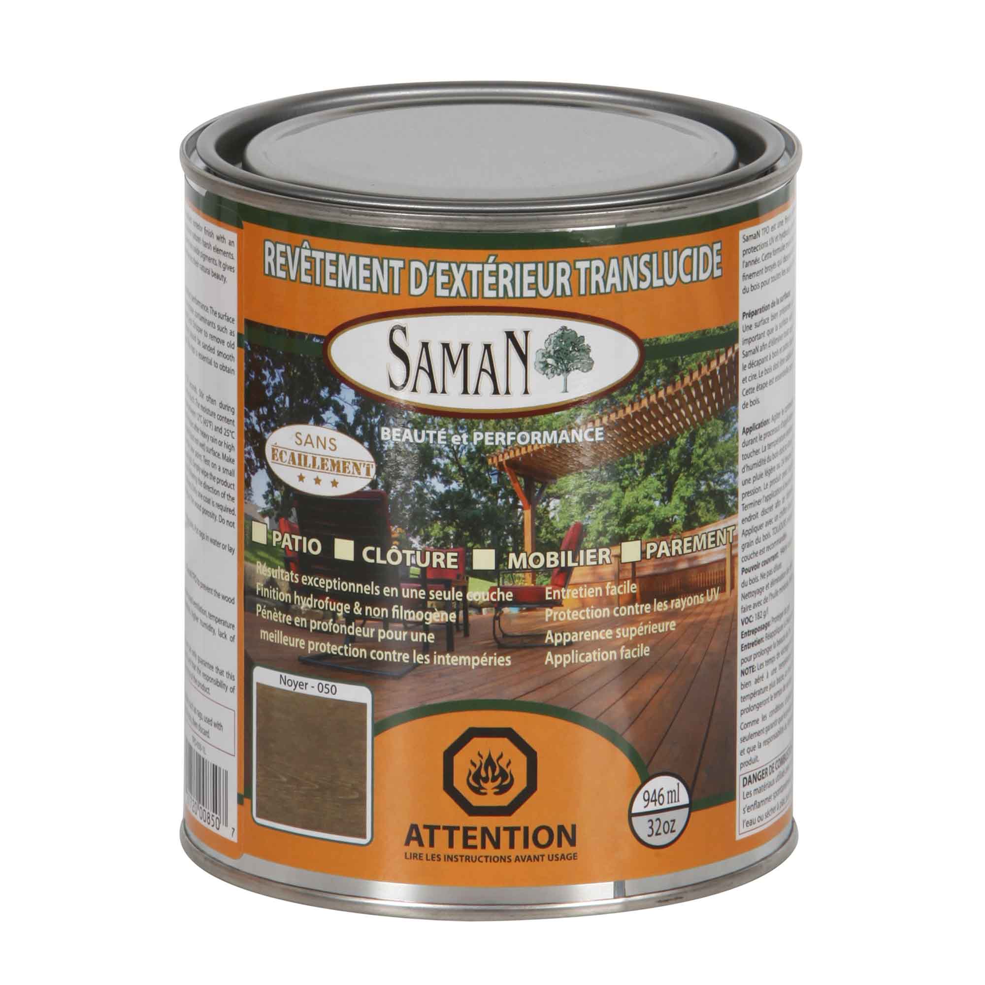Revêtement extérieur translucide noyer, 946 ml