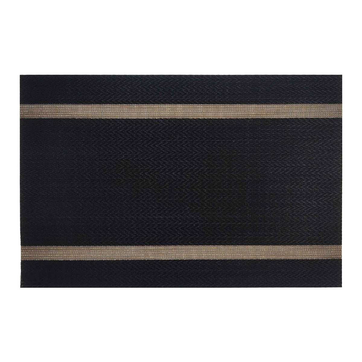 Napperon en textaline, noir avec bandes dorées