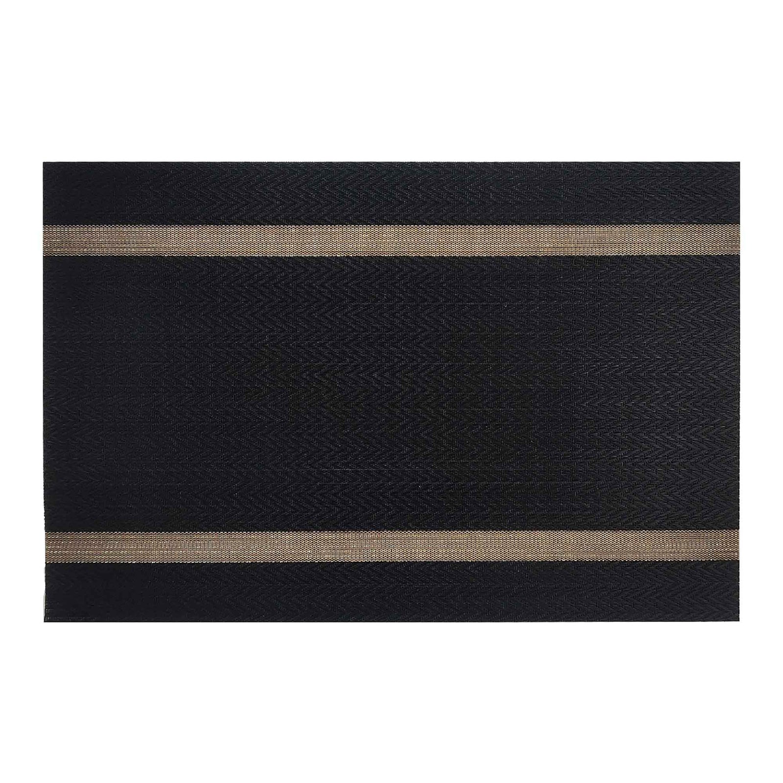 Napperon en textaline, noir avec bandes dorées
