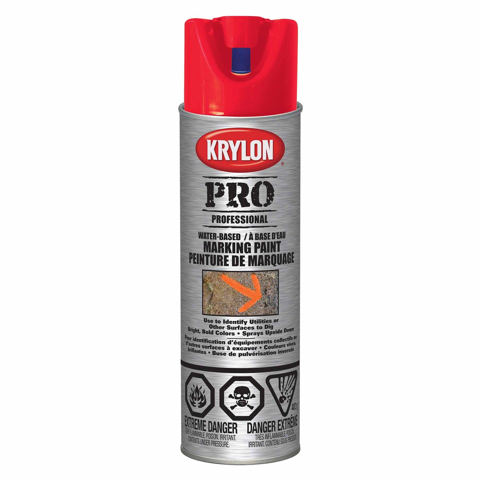 Krylon aérosol PRO peinture de marquage à base d'eau rouge fluorescent, 482 g