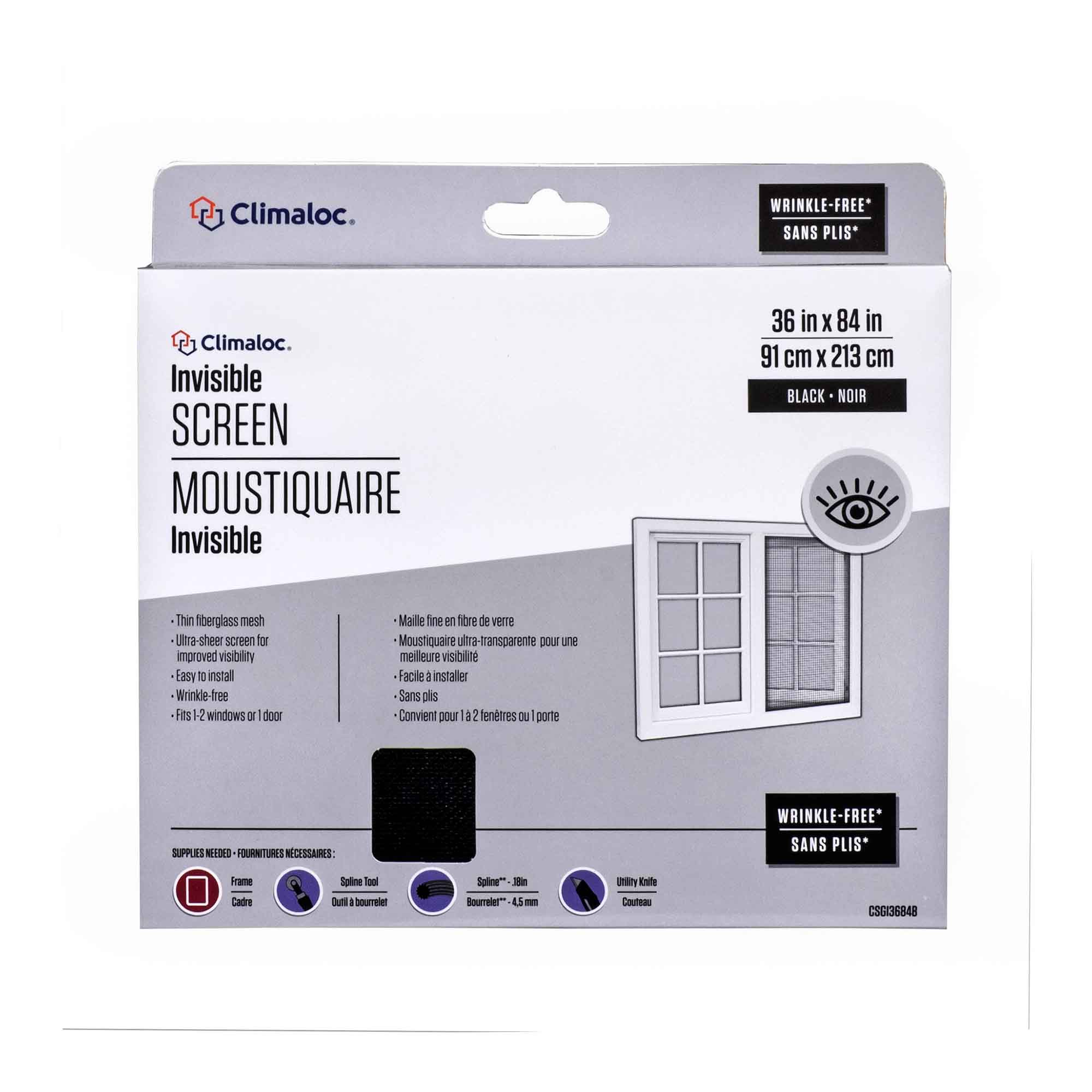 Moustiquaire en fibre de verre invisible de 36'' x 84'', noire