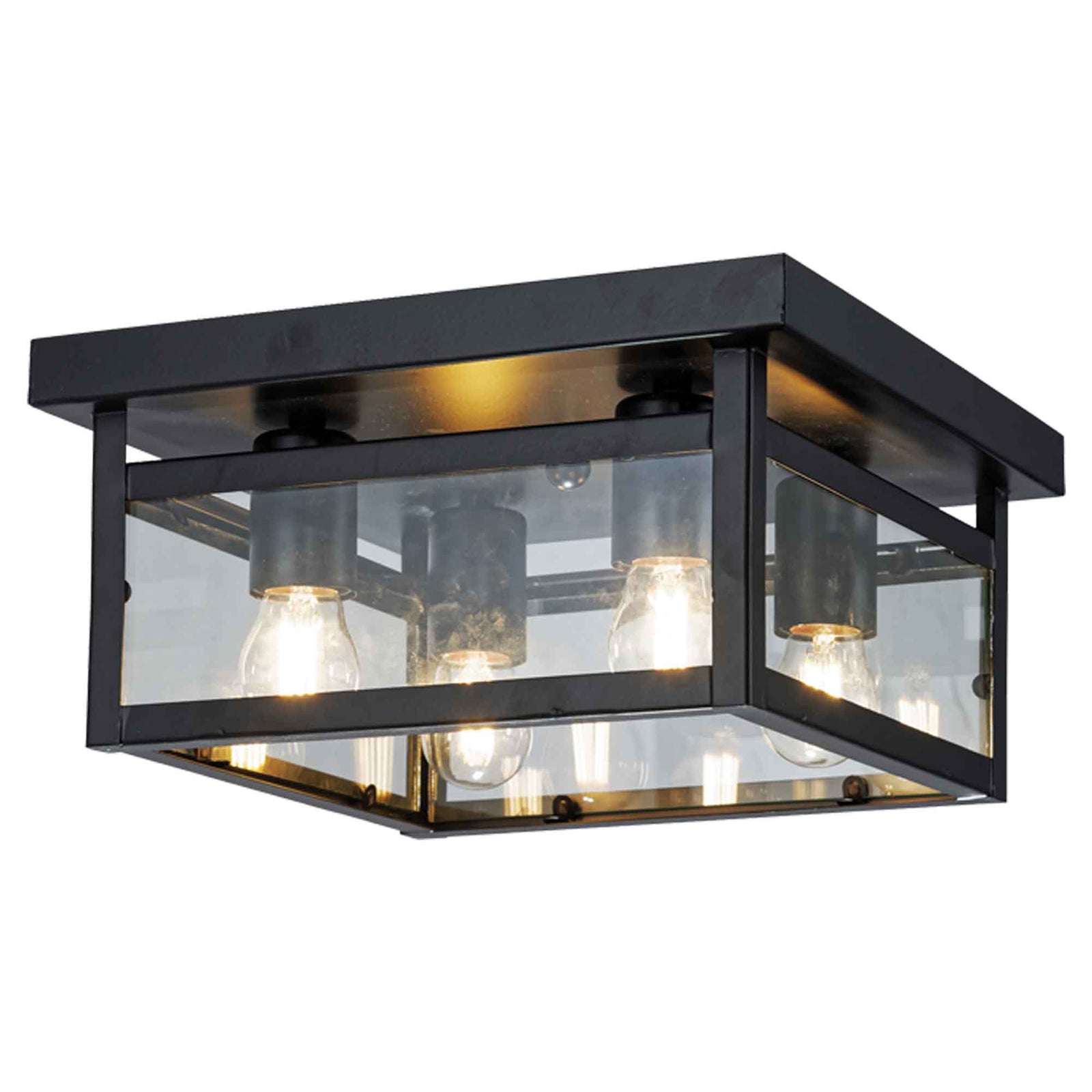 Plafonnier décoratif noir Panama à 4 lumières, 11,8" x 5,9"