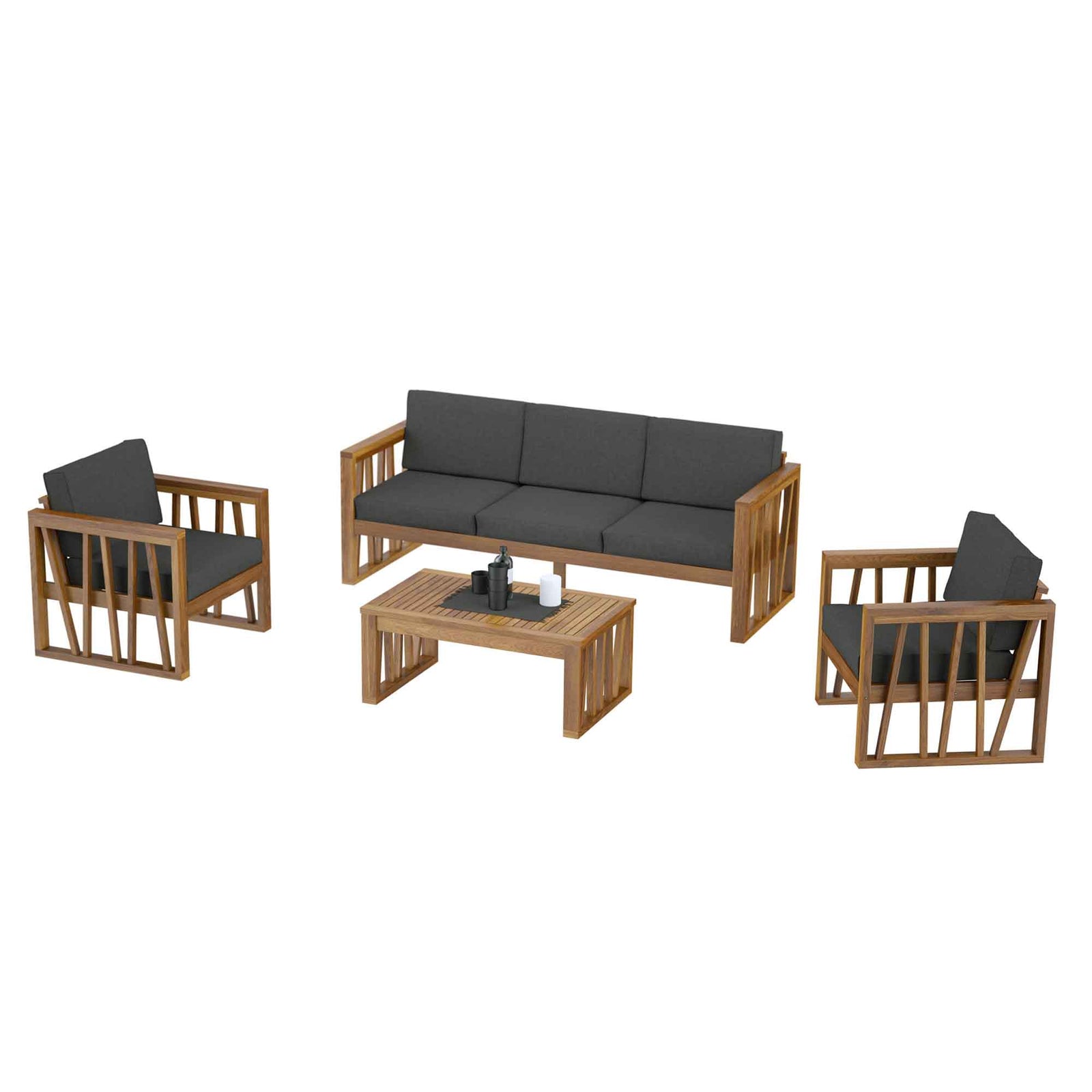Ensemble de conversation en acacia Structura, 4 morceaux