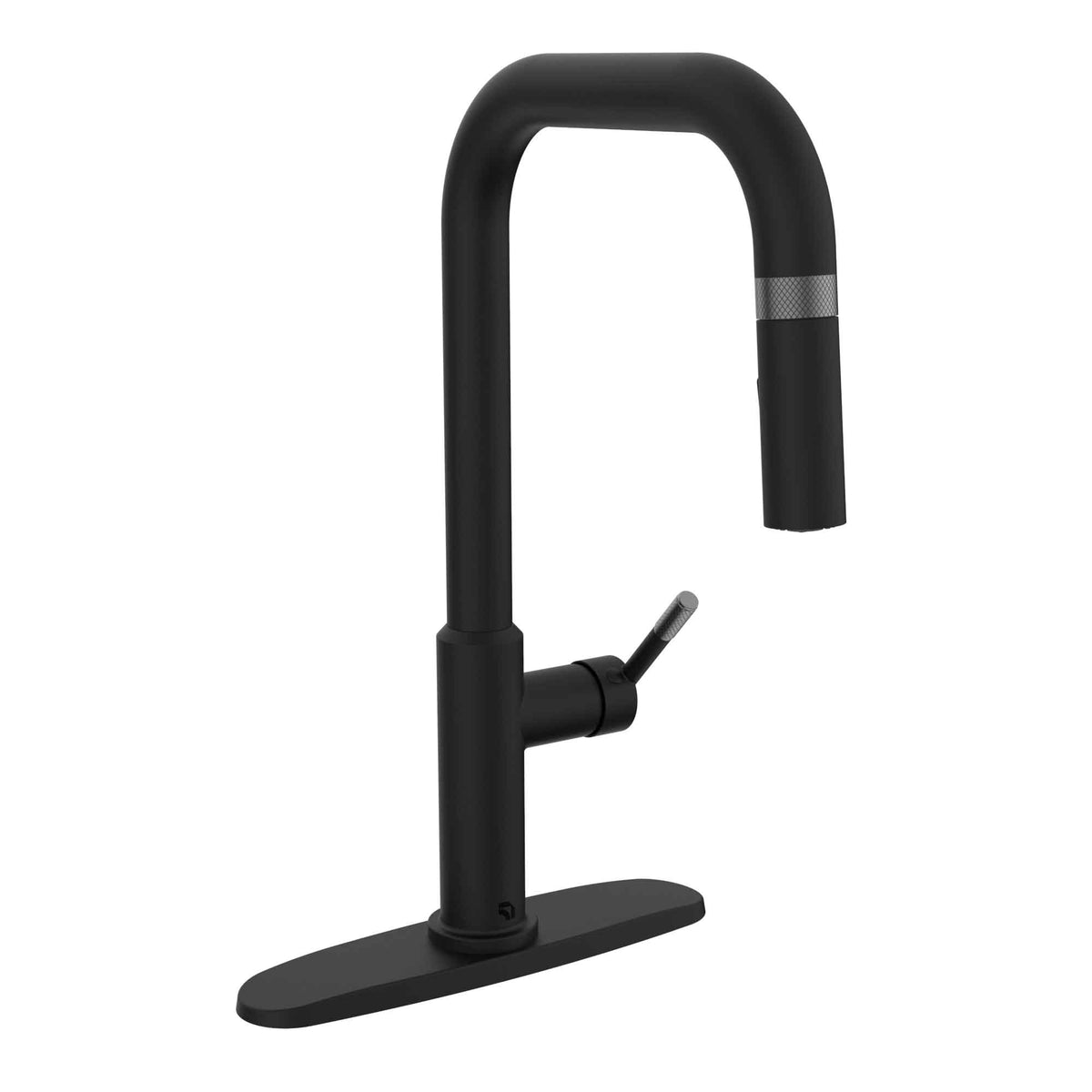 Robinet d'évier de cuisine Adore avec bec pivotant intégrant douchette amovible, noir mat