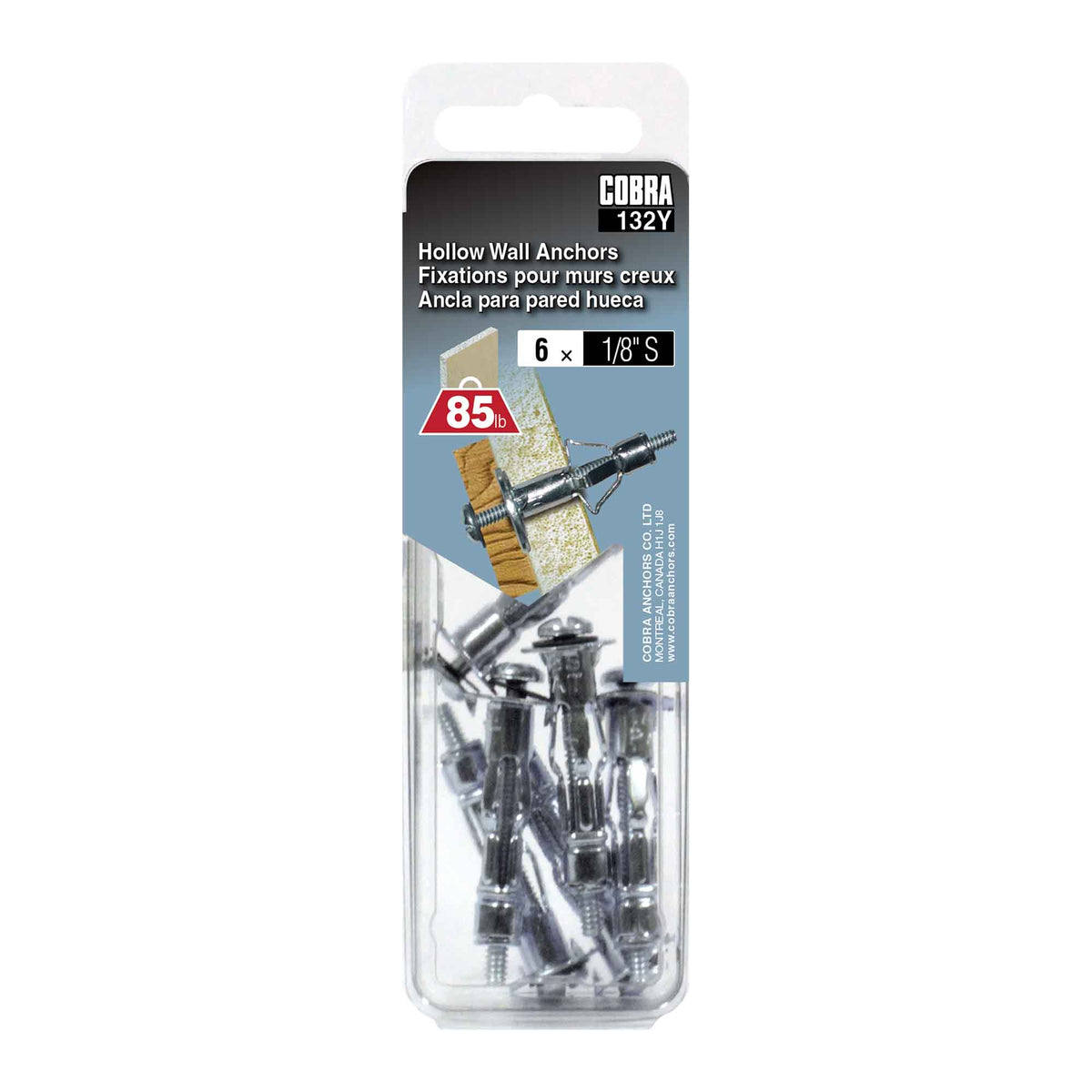 Fixation en acier pour mur creux de 1/8&quot; (S), 6 unités