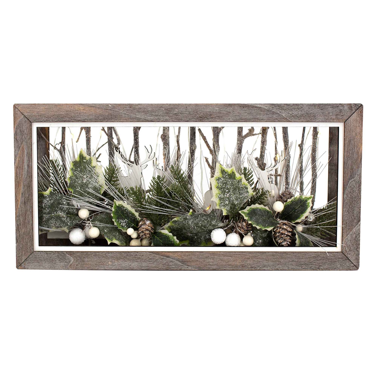 Décoration en forme de cadre avec chevreuils et DEL, 15'' x 8''