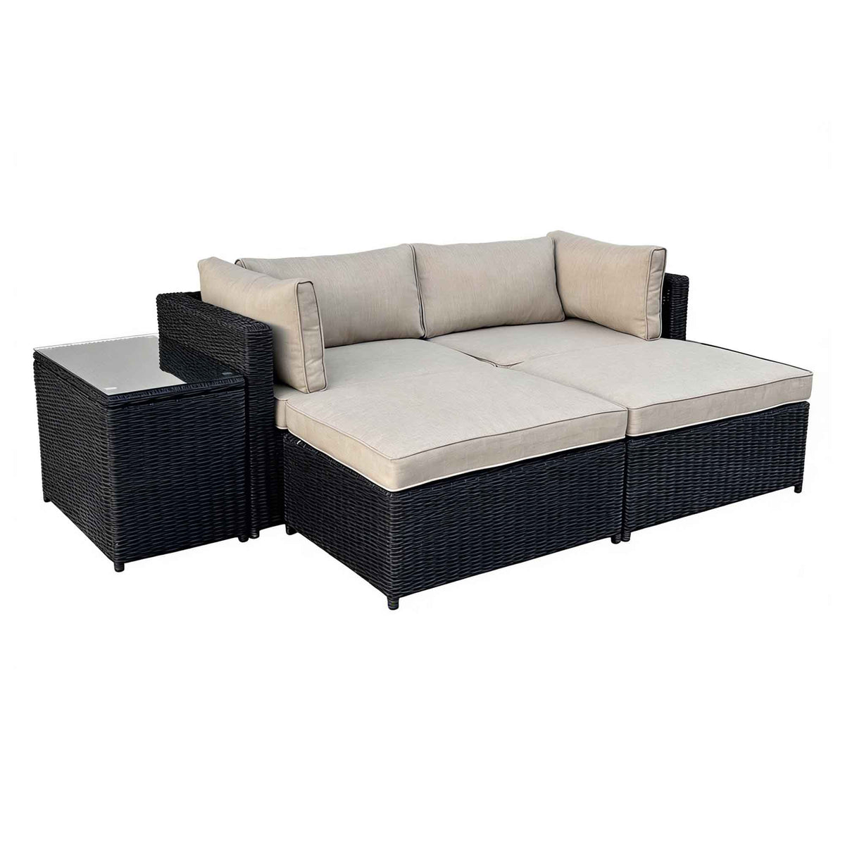 Sofa sectionnel multifonction en rotin, 5 morceaux