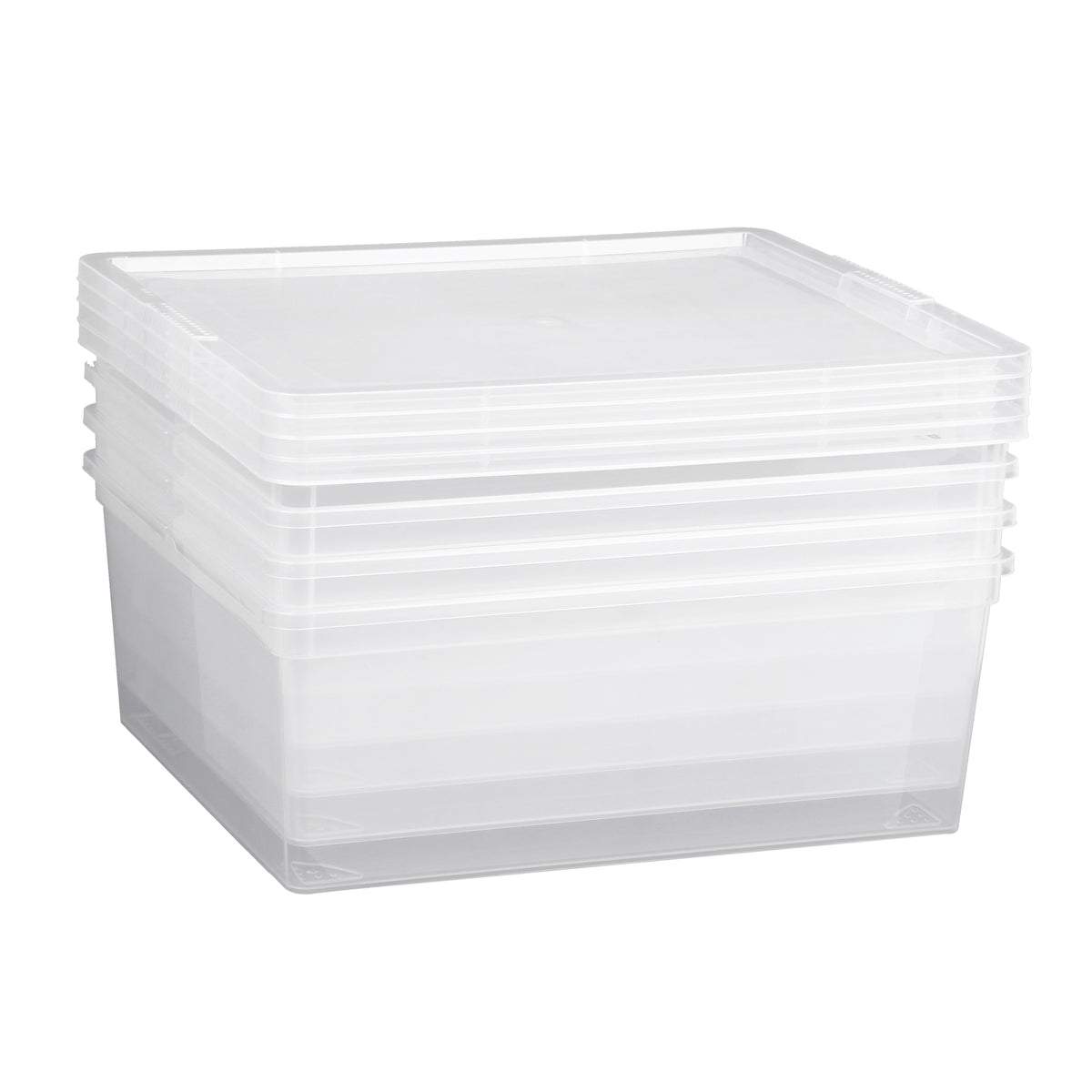 Ensemble de 4 petits bacs de rangement transparents avec couverts, 10,5 L
