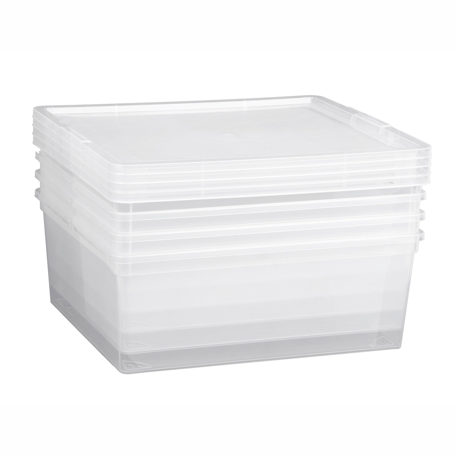 Ensemble de 4 petits bacs de rangement transparents avec couverts, 10,5 L