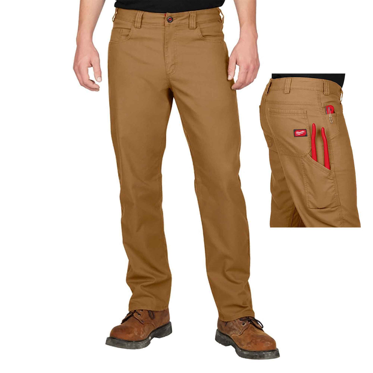 Pantalon de travail flexible et robuste pour homme, kaki, (34 x 30)