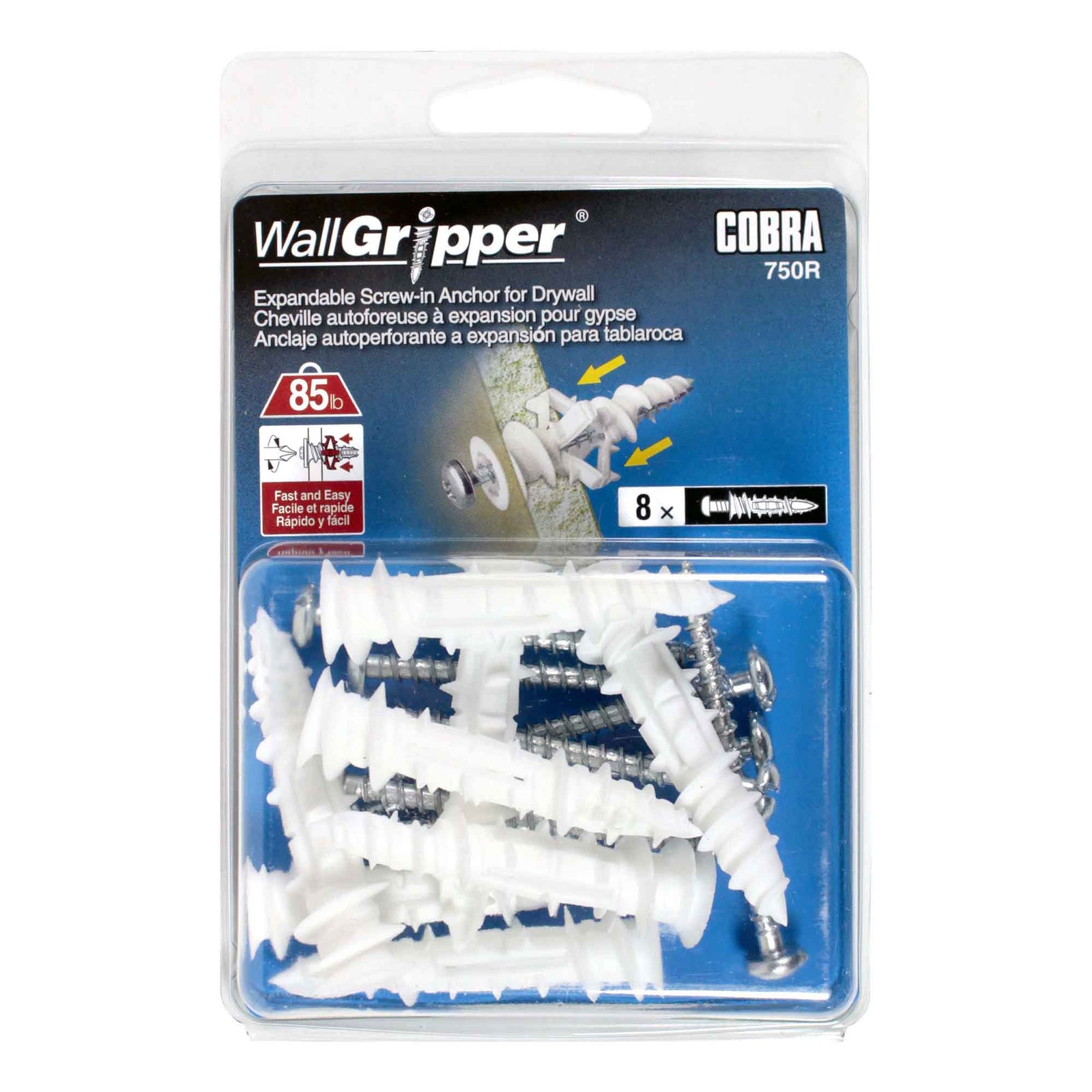 Cheville autoforeuse à expansion pour le gypse WallGripper de #8 x 2-1/4", 8 unités