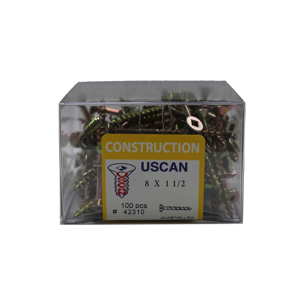 Vis à multi-usage plaquée zinc jaune, #8 x 1-1/2" (100 unités)