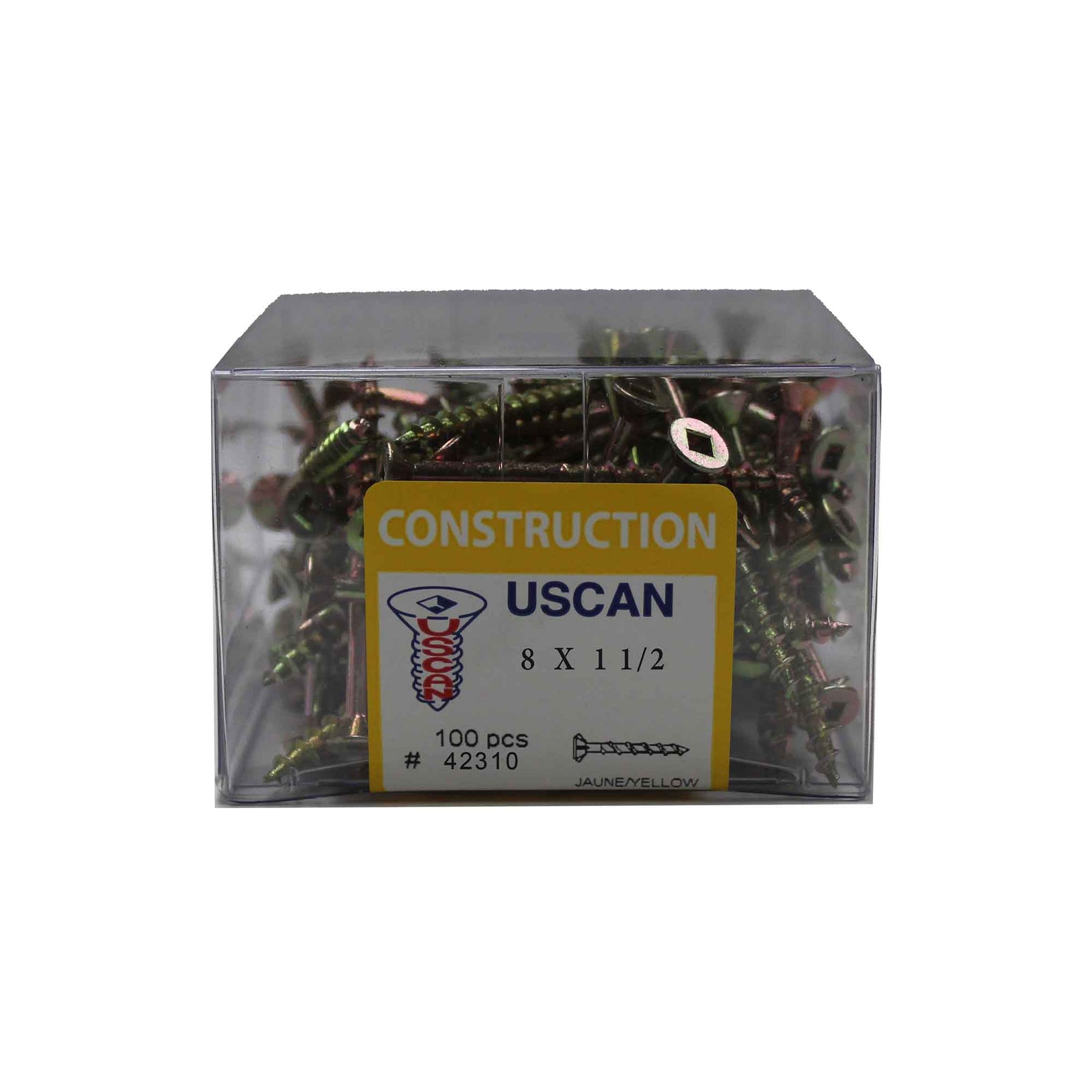 Vis à multi-usage plaquée zinc jaune, #8 x 1-1/2" (100 unités)