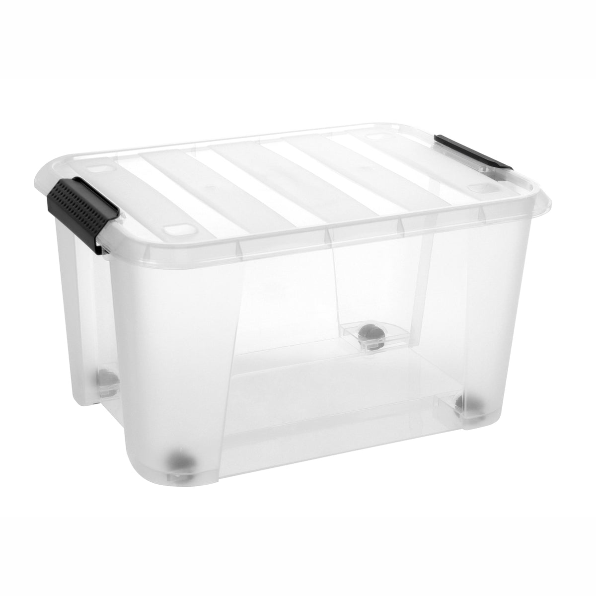 Bac de rangement transparent sur roulettes avec couvert à clips, 15 L