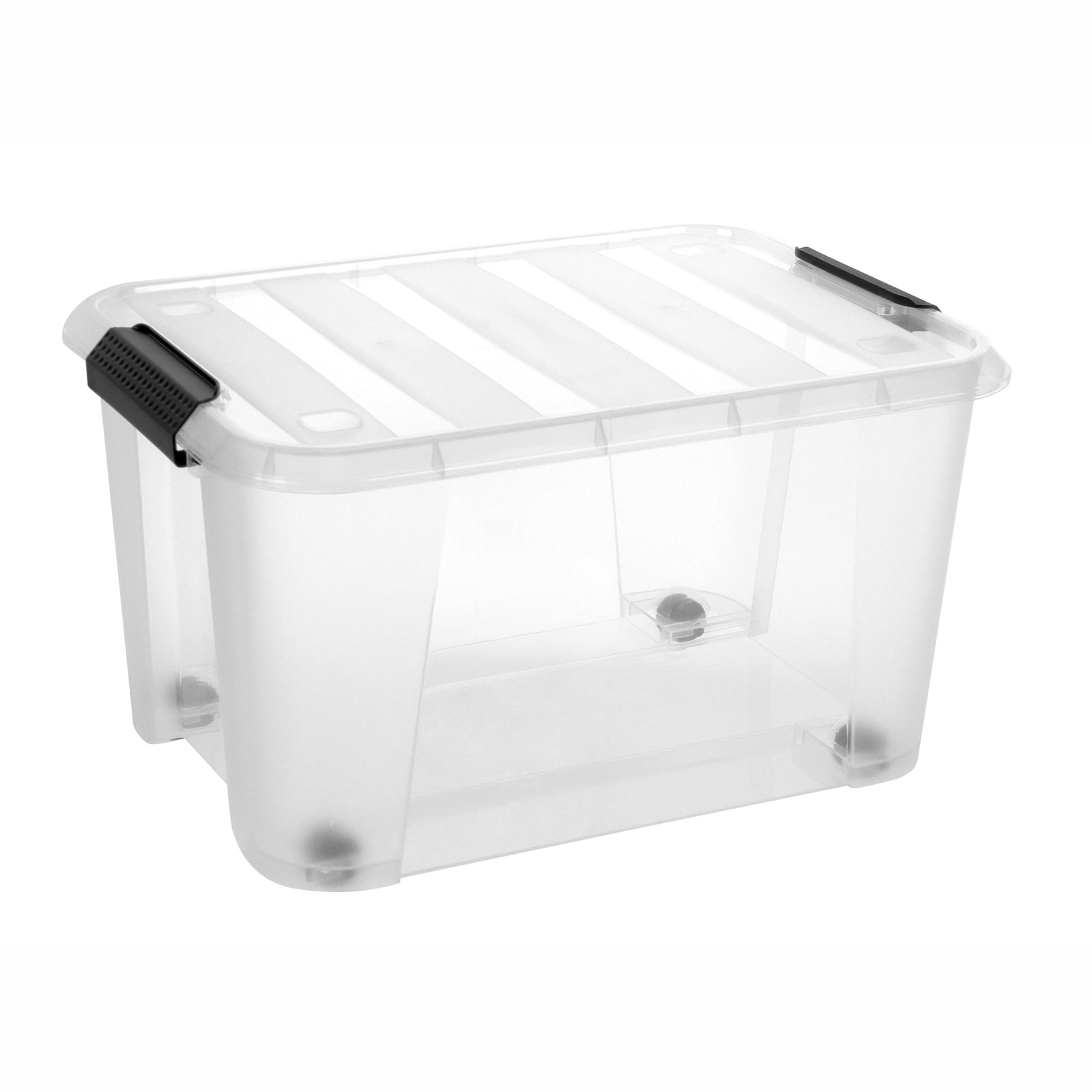 Bac de rangement transparent sur roulettes avec couvert à clips, 15 L