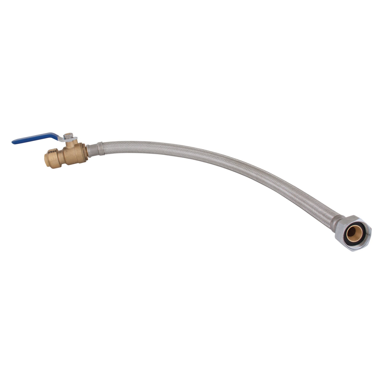 Connecteur tressé pour chauffe-eau à connexion rapide avec port intégral et valve, 3/4'' x 3/4" x 24''