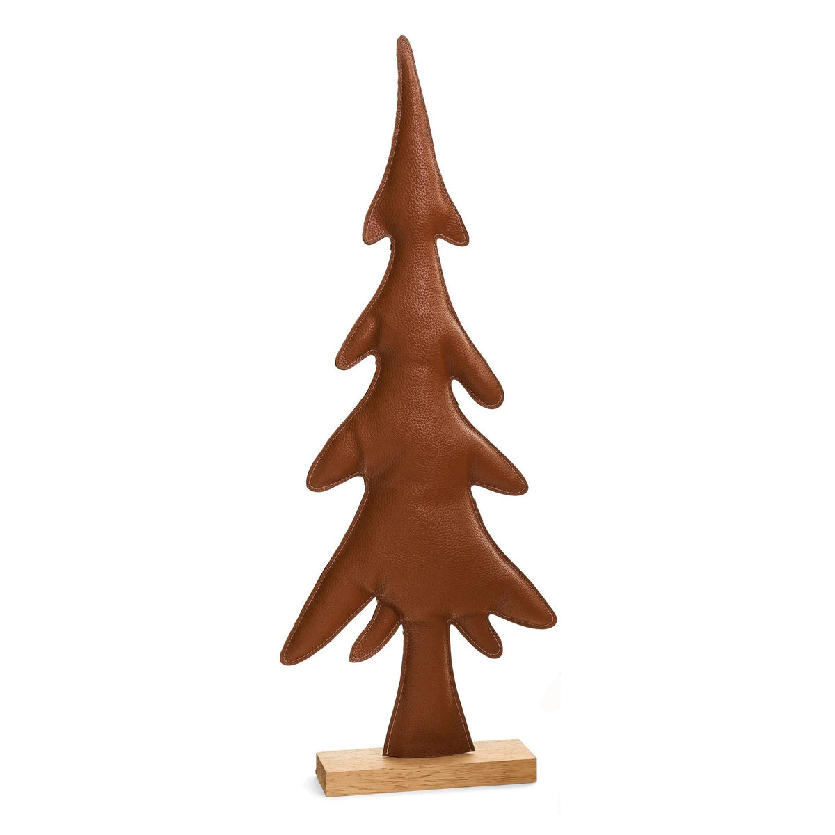 Grand sapin décoratif en simili cuir brun, 9,5'' x22'' 