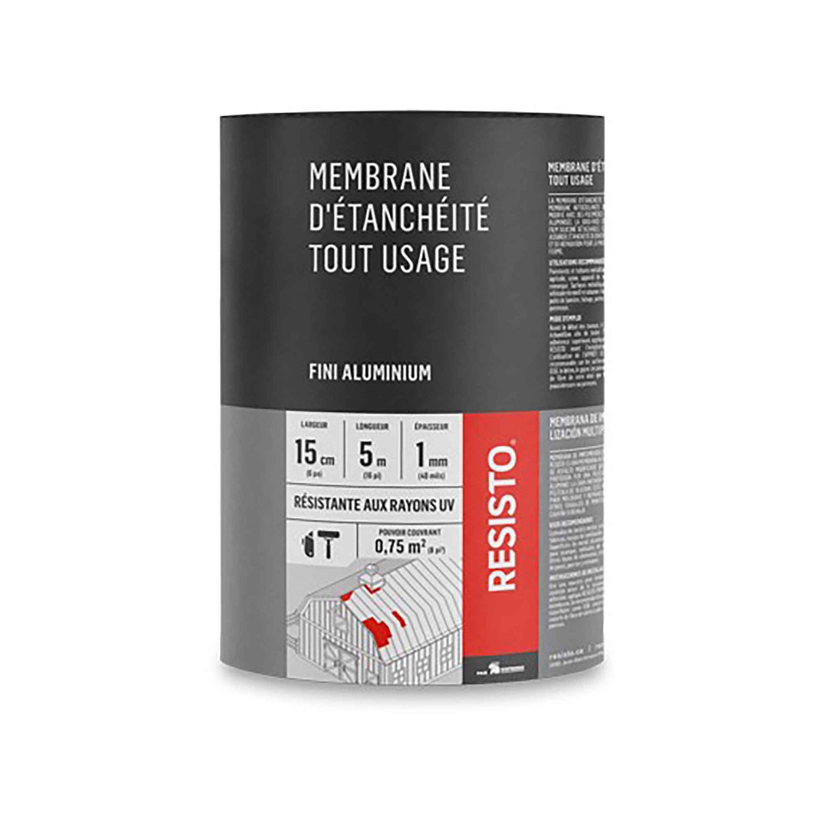 Membrane d'étanchéité tout usage au fini aluminium, 6" x 16'