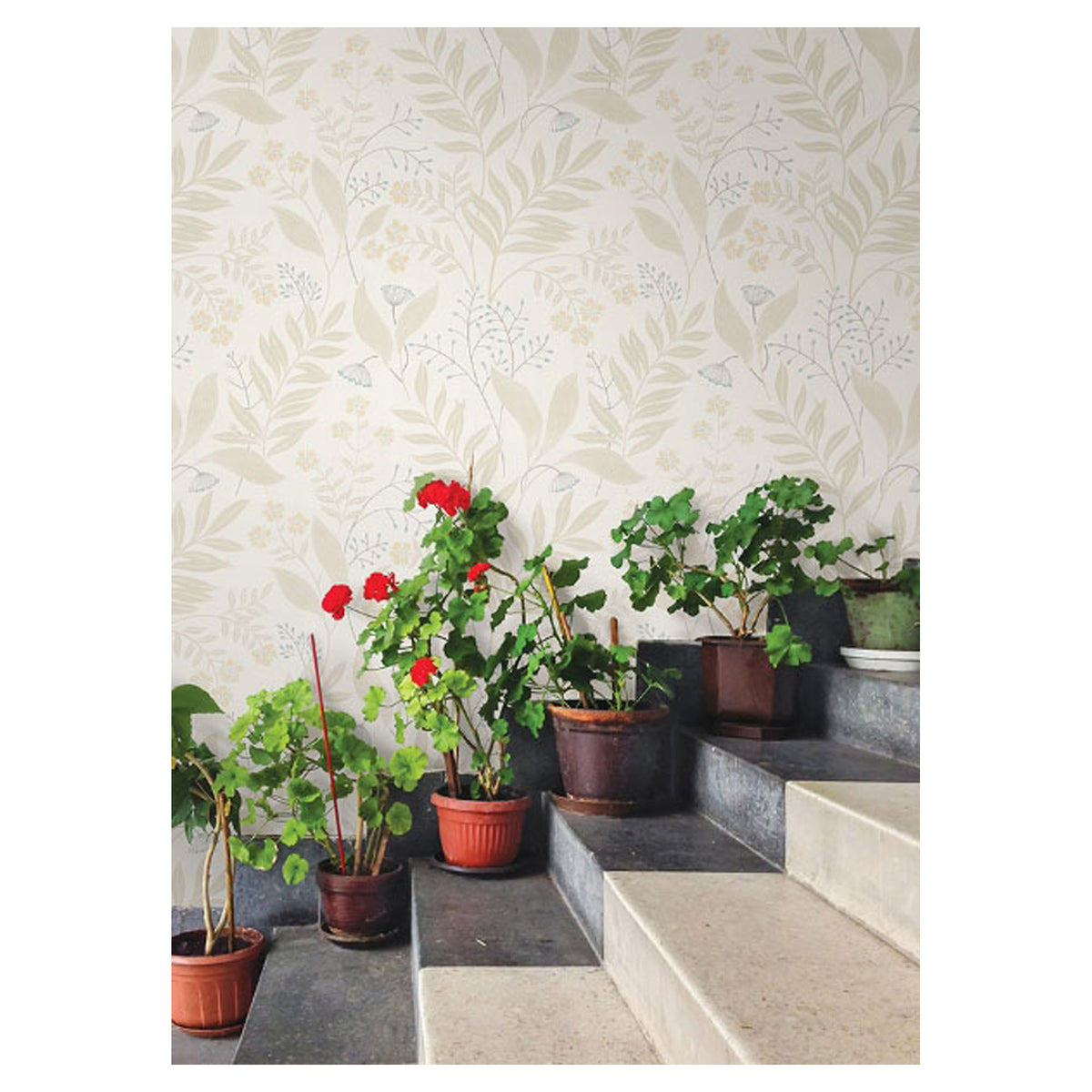 Papier peint autocollant Amanda, beige et blanc (20,5" x 18')