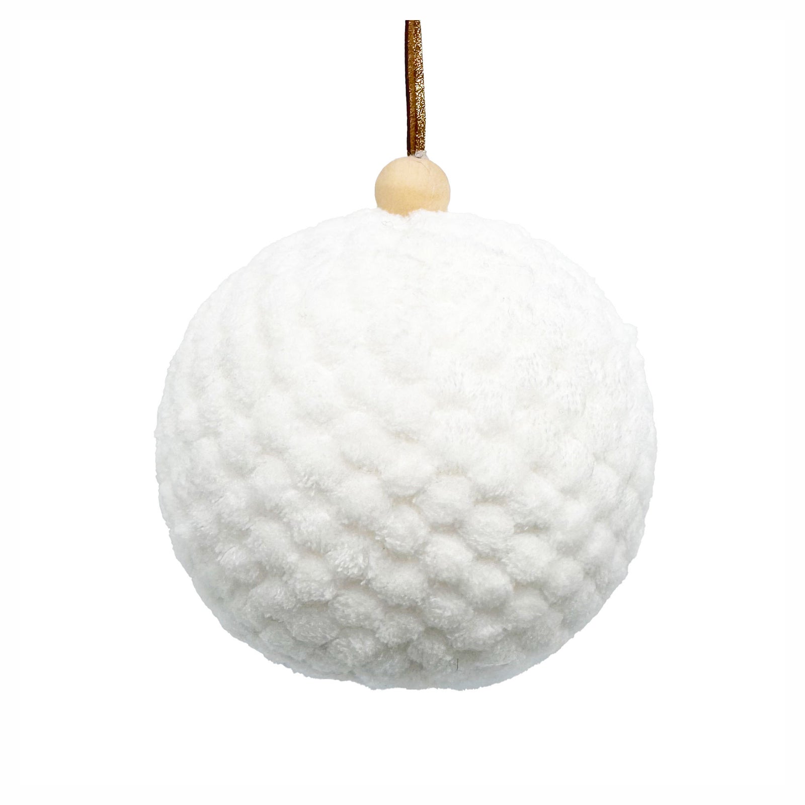 Décoration de boule en fausse fourrure blanche à suspendre, 4"