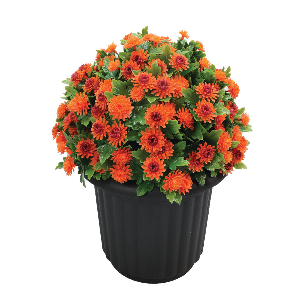 Jardinière de chrysanthème orange artificielle, 15"