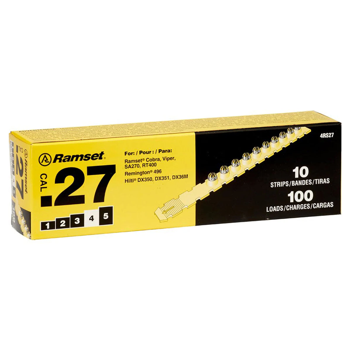 Cartouches jaunes sur bandes calibre .27, 10 bandes (100 unités)