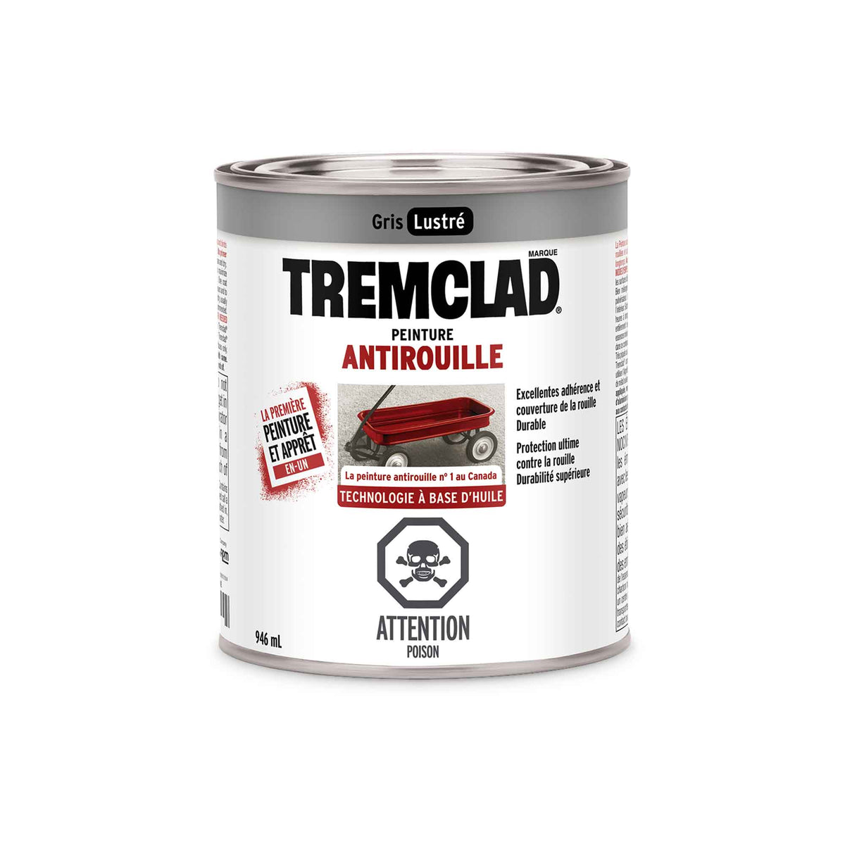 Tremclad peinture antirouille à base d&#39;huile gris lustré, 946 ml