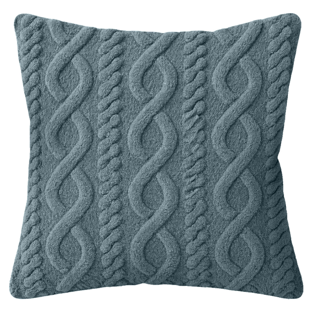 Coussin en tricot torsadé, bleu (17" x 17")