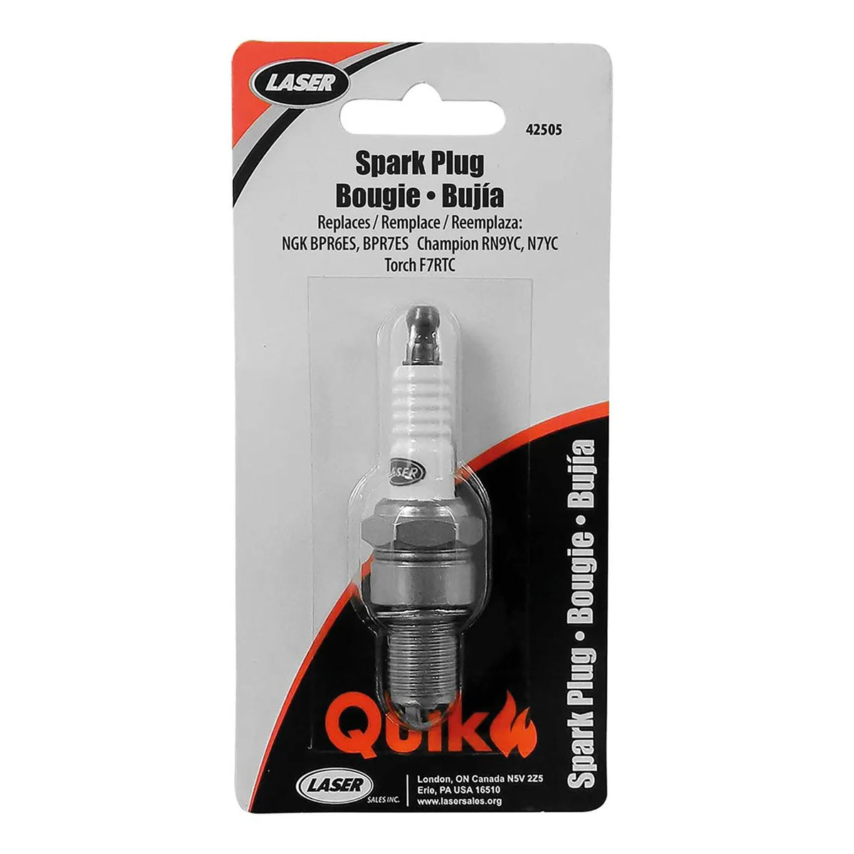 Bougie d'allumage qui remplace NGK BPR6ES, BPR7ES, Champion RN9YC, N7YC et Torch F7RTC