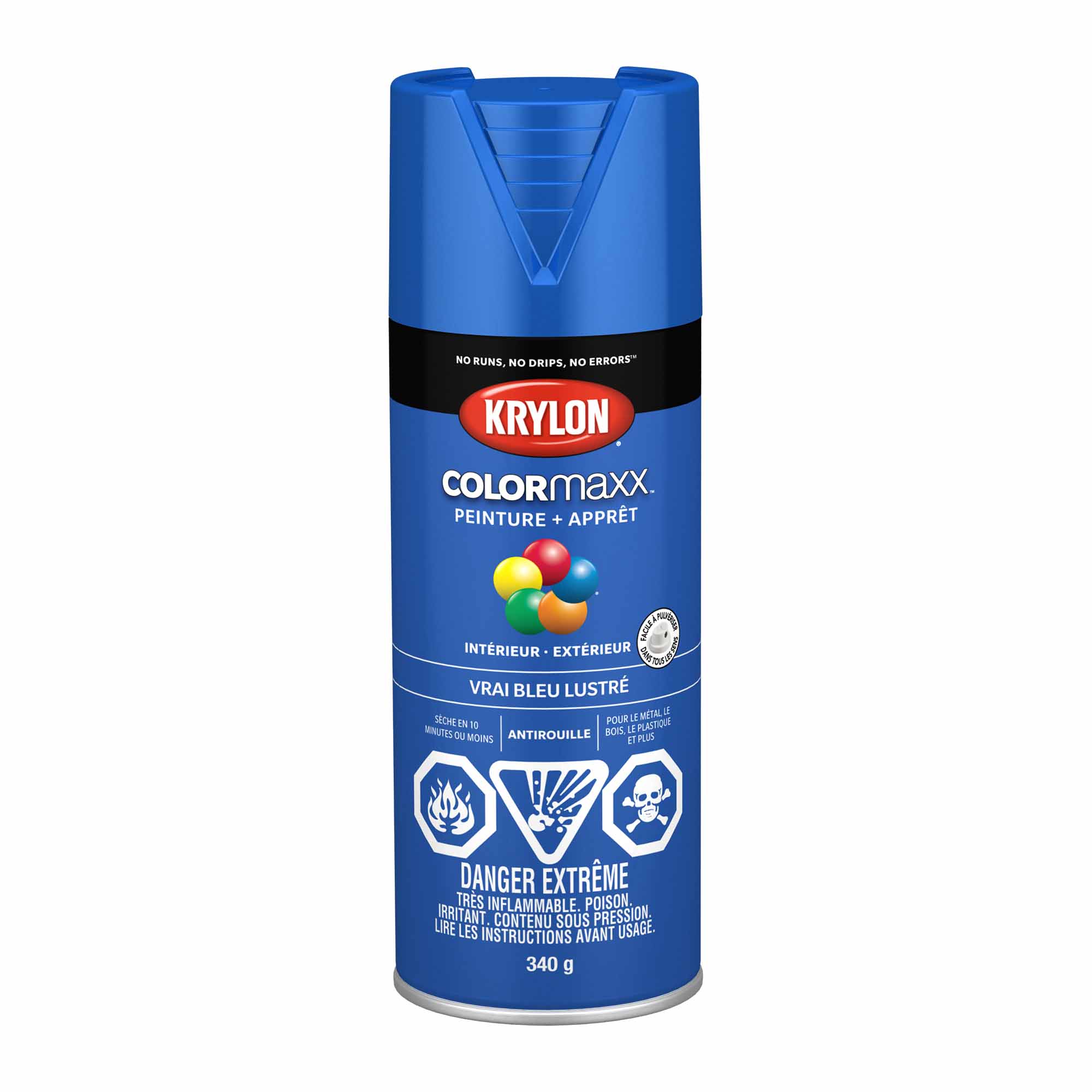 Krylon aérosol COLORMAXX peinture + apprêt vrai bleu lustré, 340 g