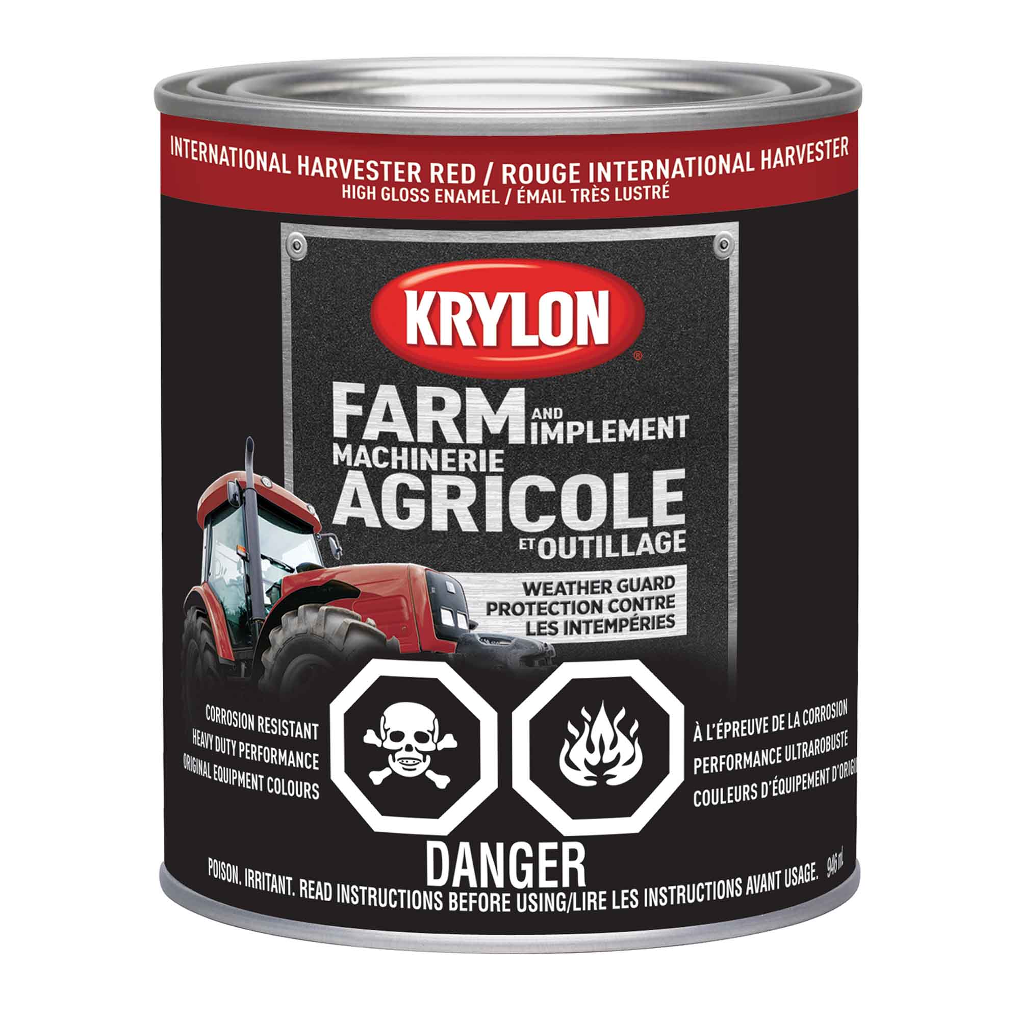 Peinture pour machinerie agricole et outillage émail très lustré rouge International Harvester, 946 ml