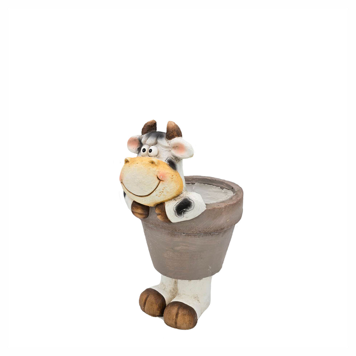 Jardinière vache rigolote sur pieds, 9" x 7-1/2" x 14-1/4"
