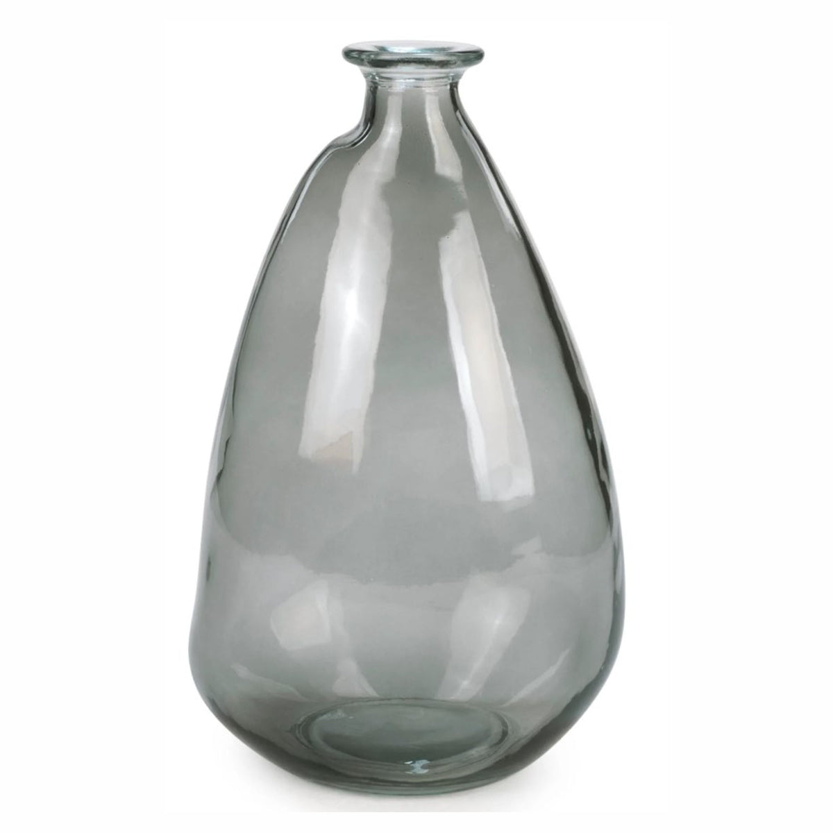 Vase abstrait en verre gris, 6" x 5" x 10,5"