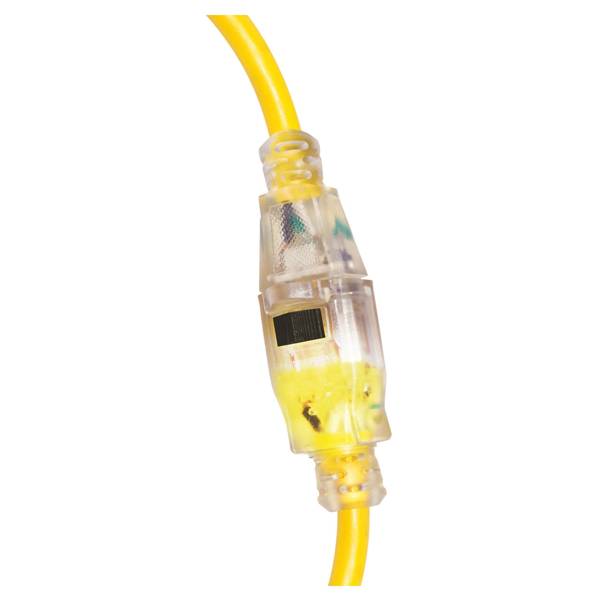 Rallonge électrique d'extérieure SJTW 12/3 avec éclairage et prise unique, 33' (jaune)