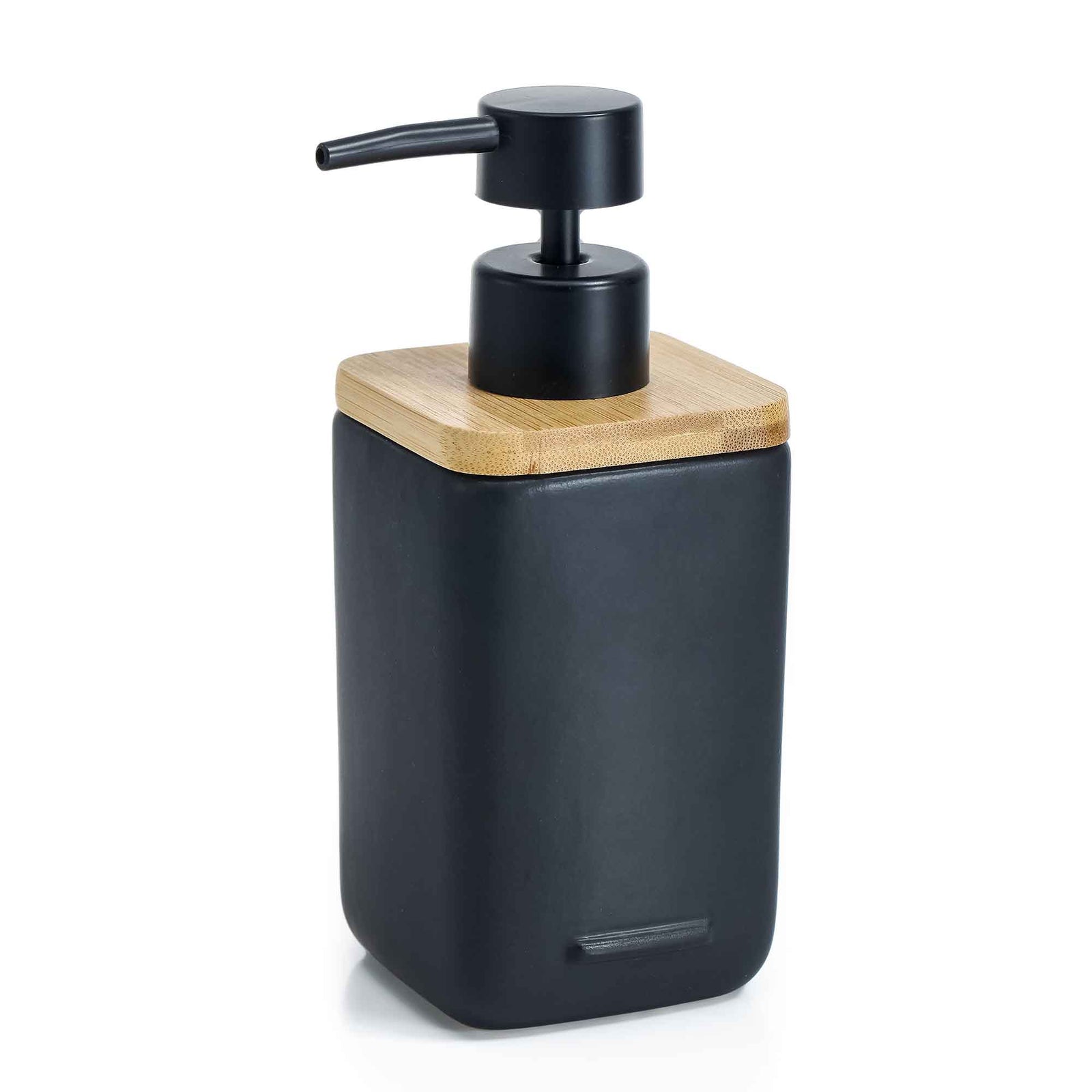 Pompe à savon en céramique noire avec bambou